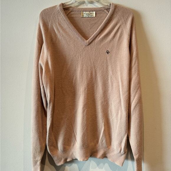 Men’s Vintage Christian Dior Cashmere V-neck Sweater size XL - Picture 1 of 6